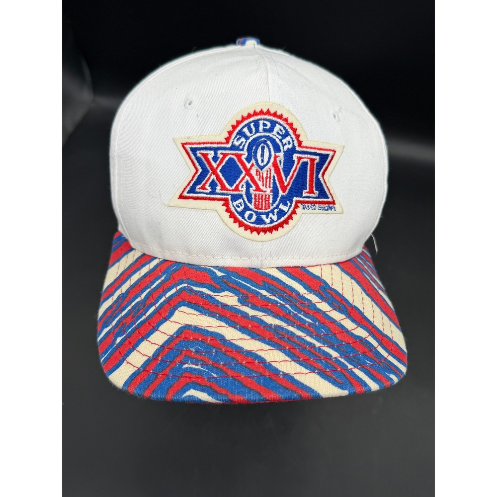 Zubaz Snapback Hat Super Bowl XXVI Zebra Print Brim OSFM White Adjustable